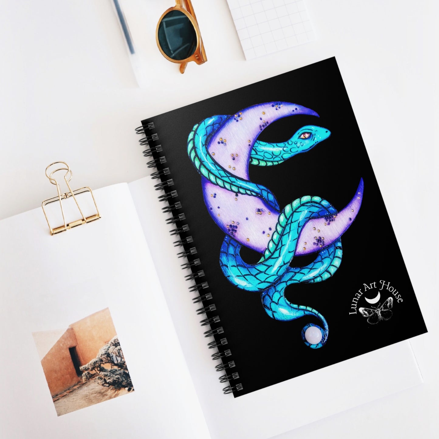Teal Snake and Moon Notebook
