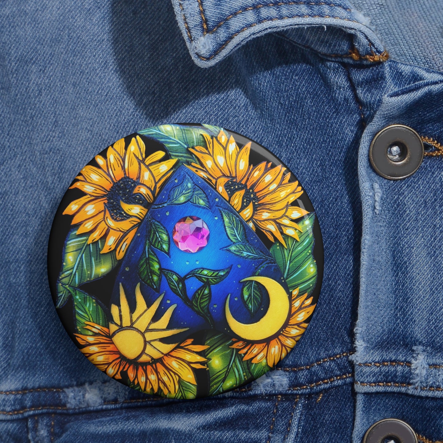 Sunflower Planchette Button Pin