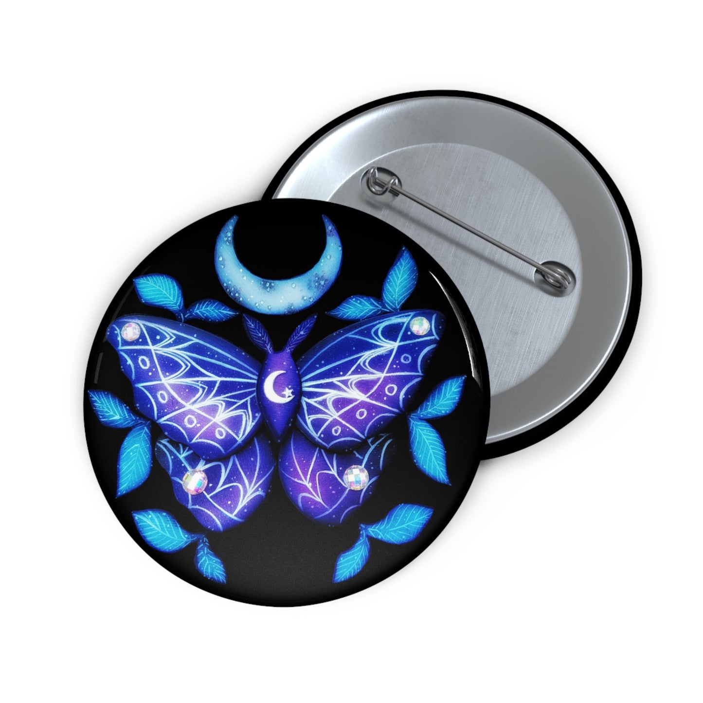 Galaxy Moth Button Pin