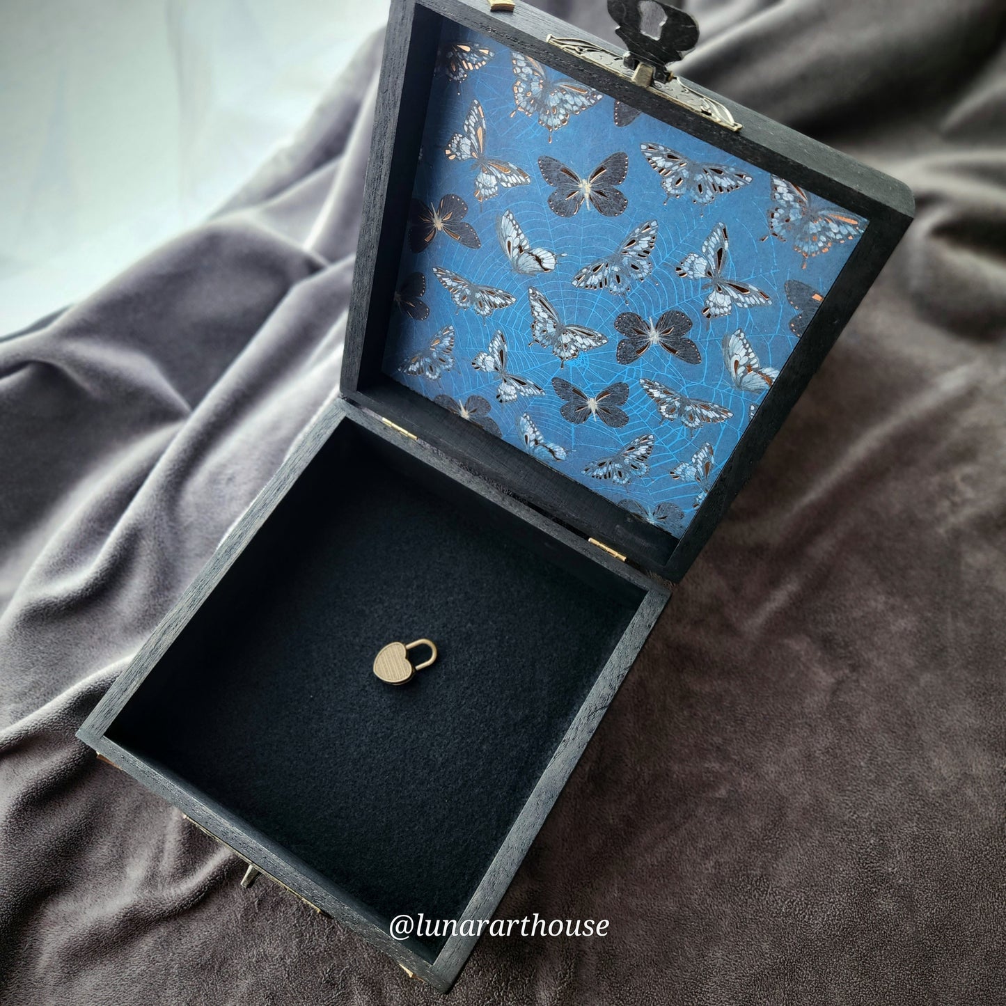 Blue Quartz Luna Moth Hidden Key Box™ Made to Order