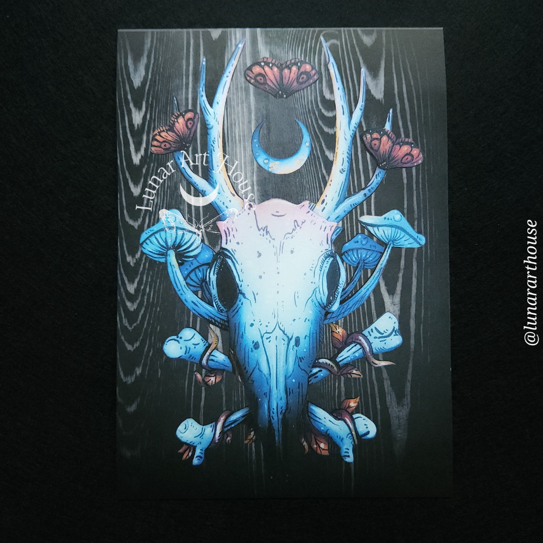 Deer with Moths Art Print 5x7