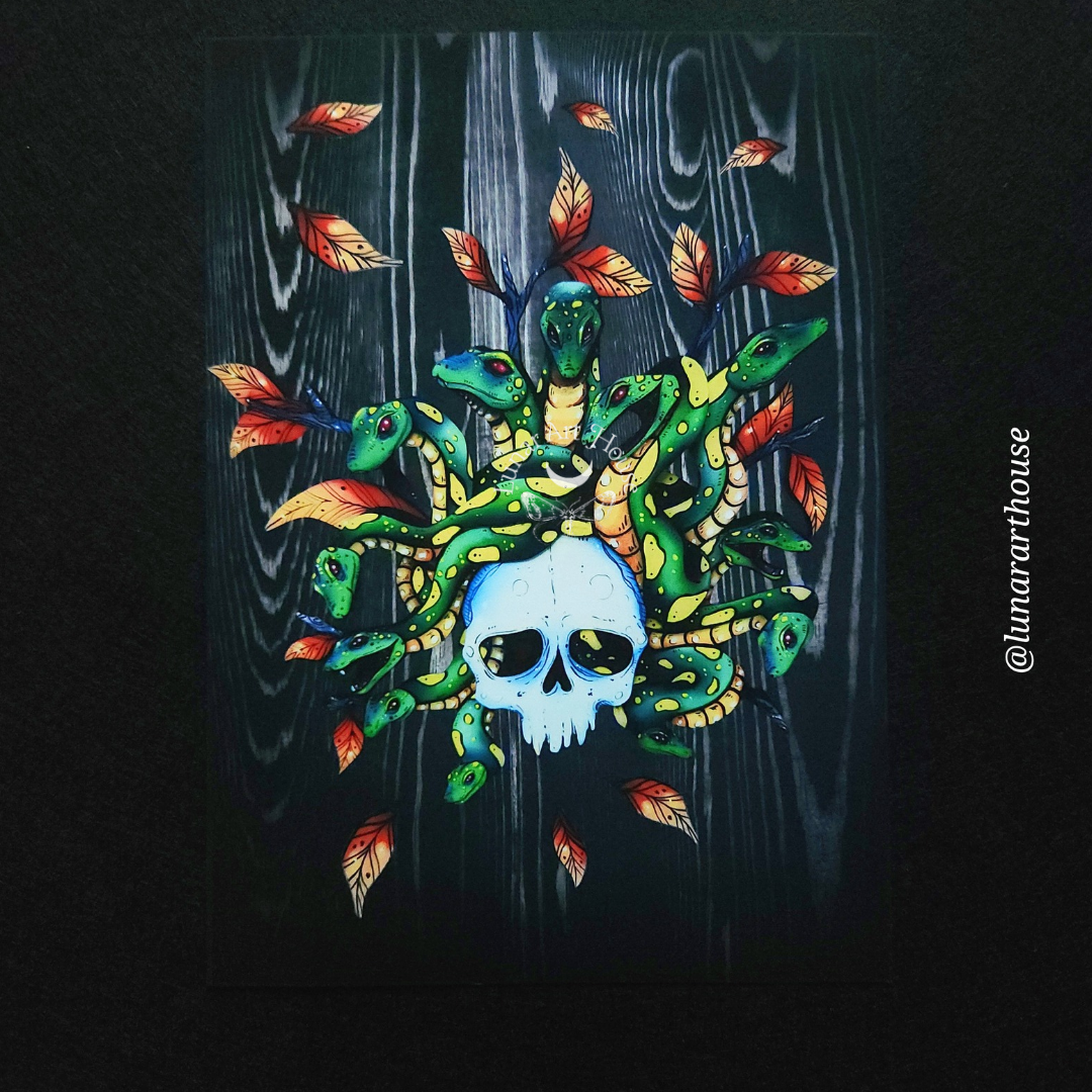 Medusa Skull Art Print 5x7
