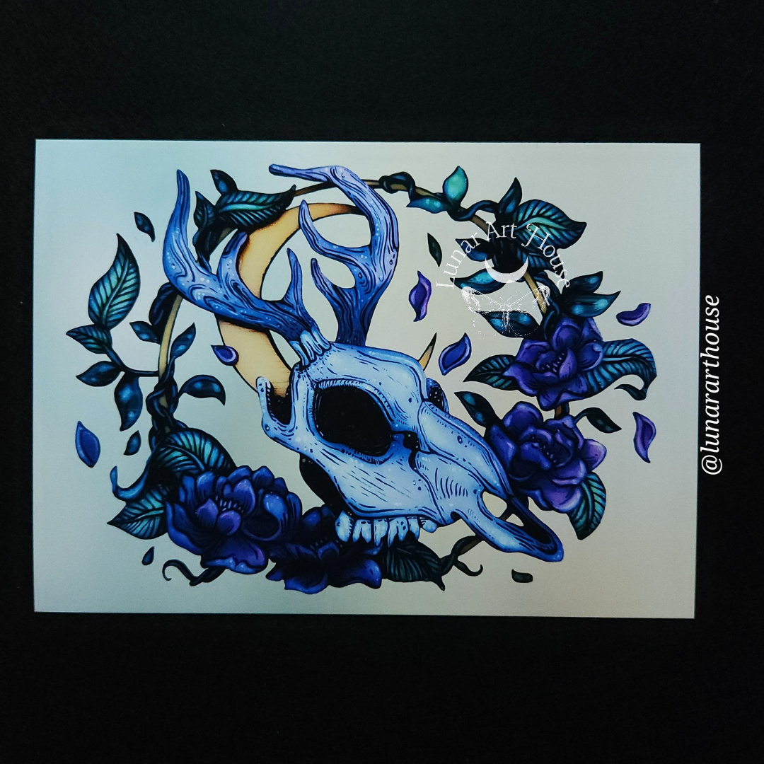 Floral Deer Art Print 5x7