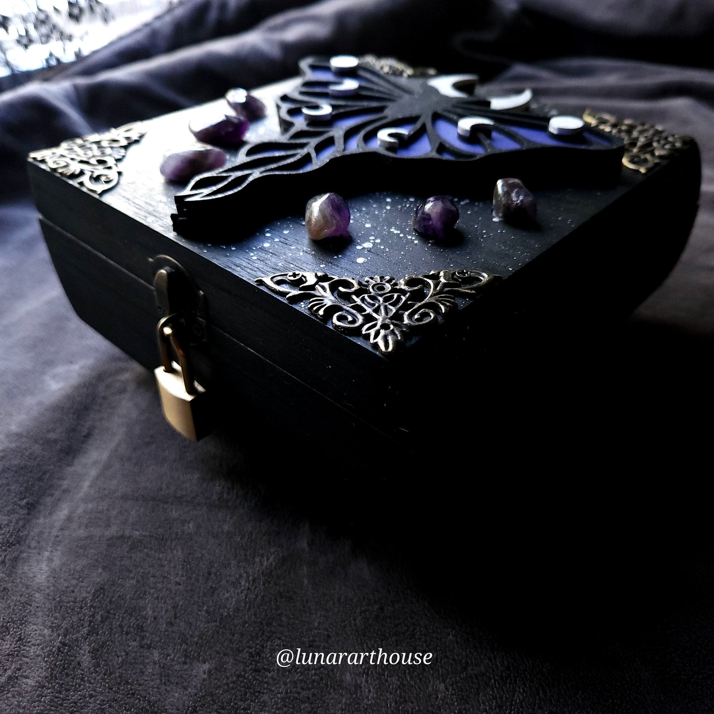 Lavender Luna Moth Hidden Key Box
