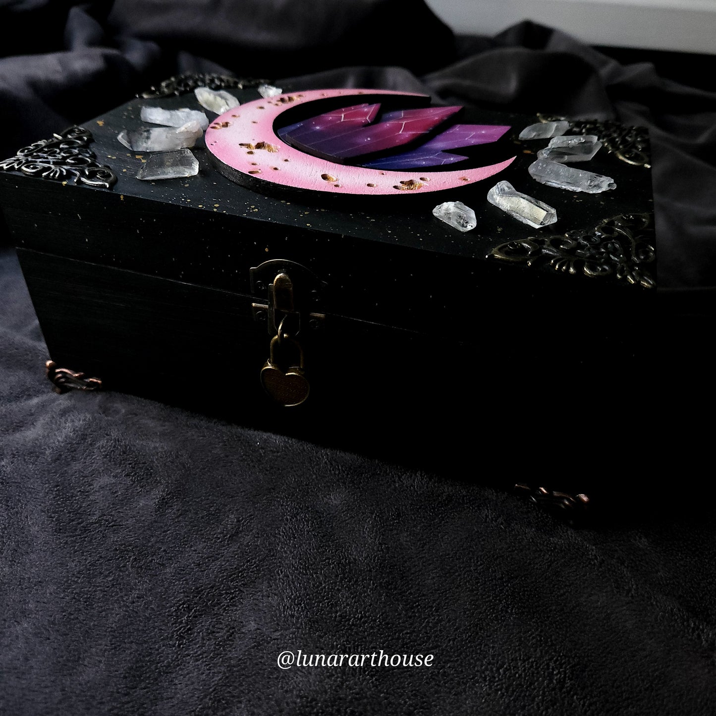 Quartz Crystal Moon Hidden Key Box