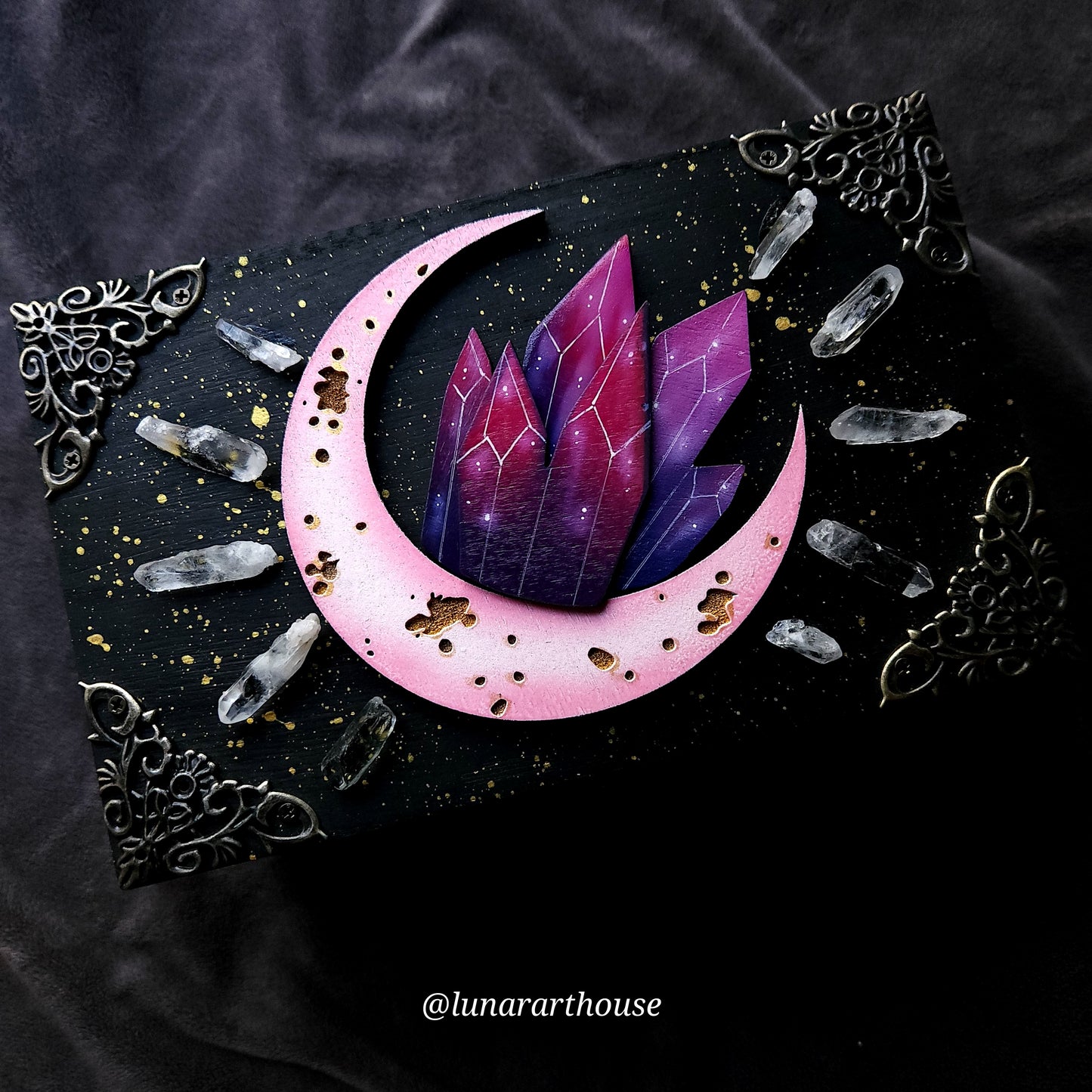 Quartz Crystal Moon Hidden Key Box