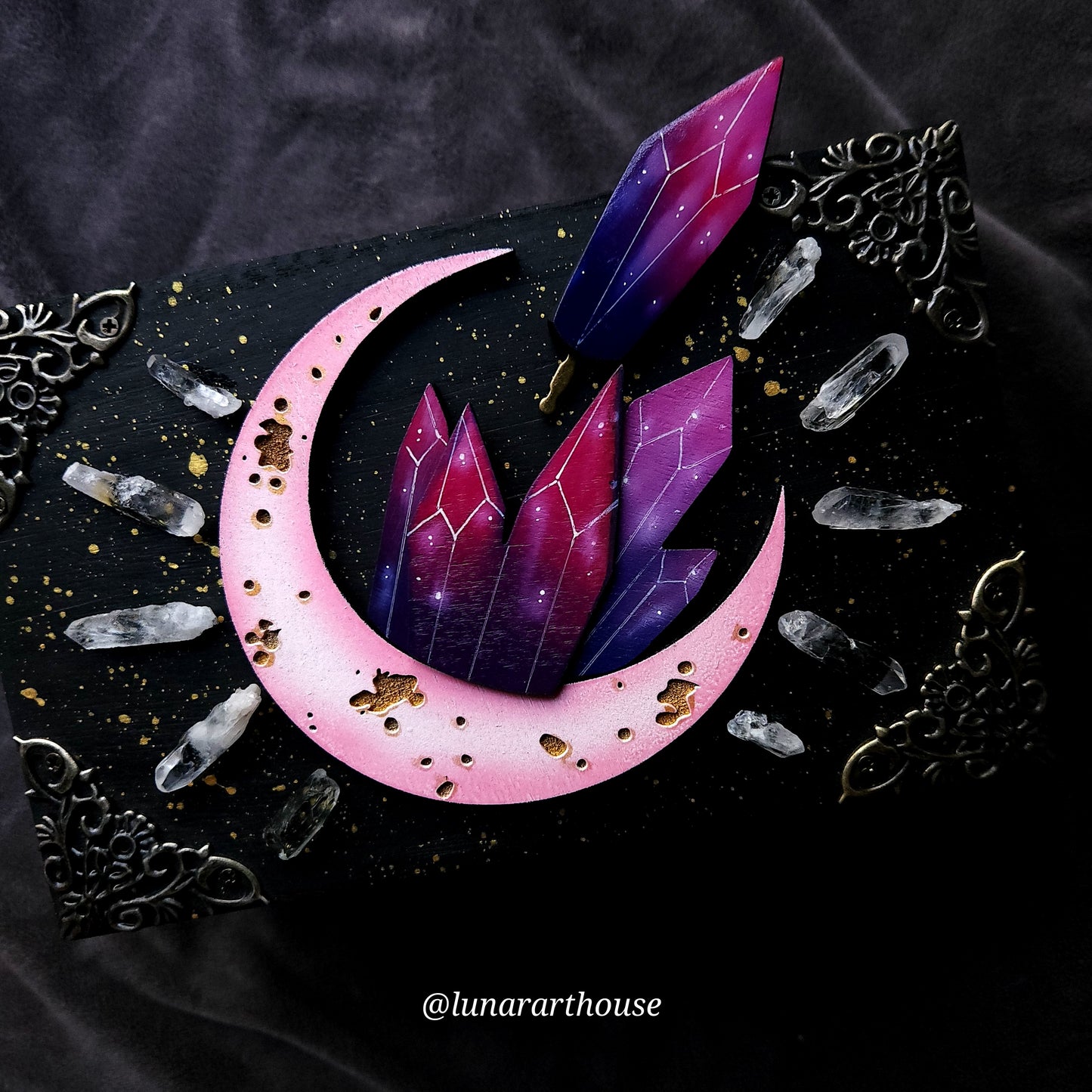 Quartz Crystal Moon Hidden Key Box