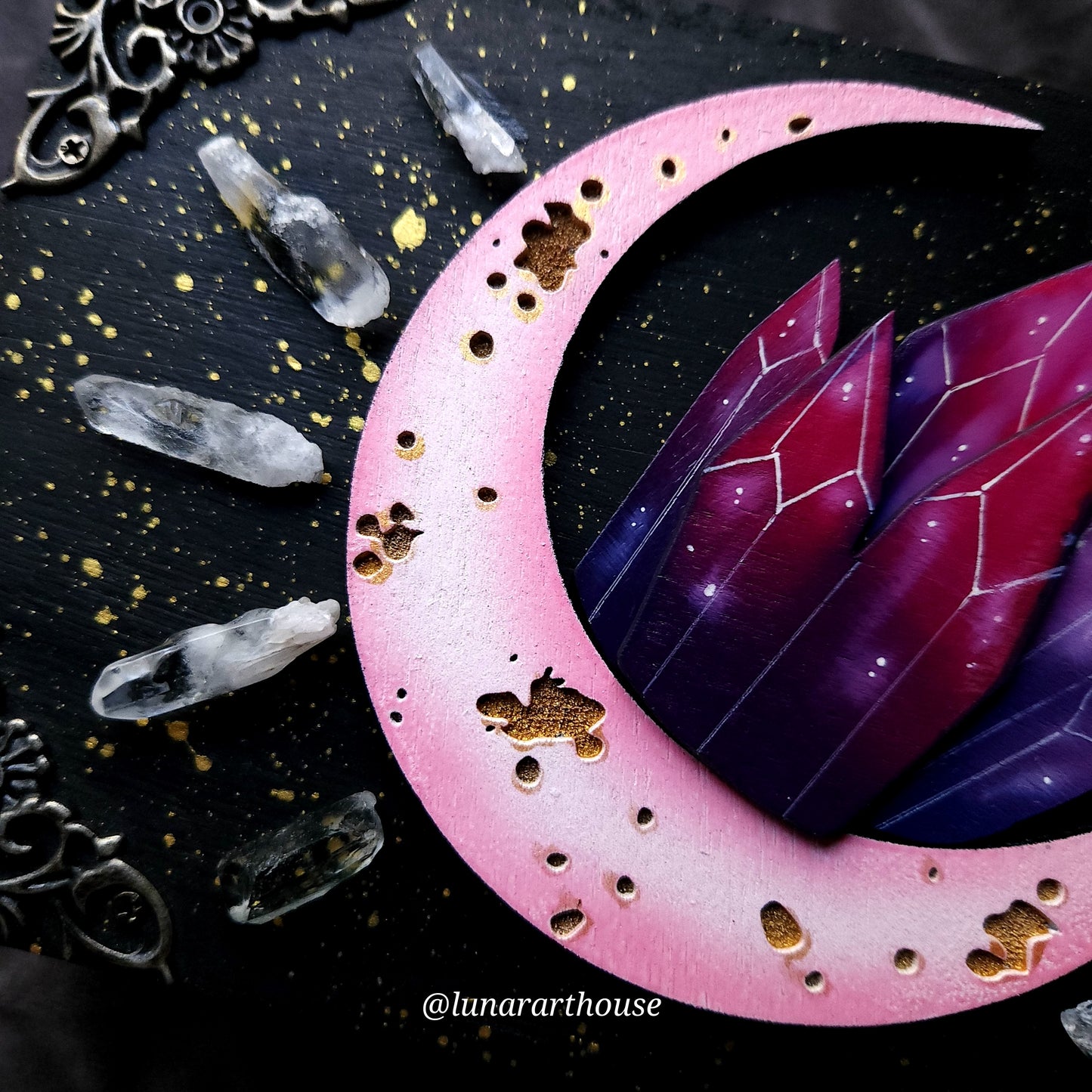 Quartz Crystal Moon Hidden Key Box