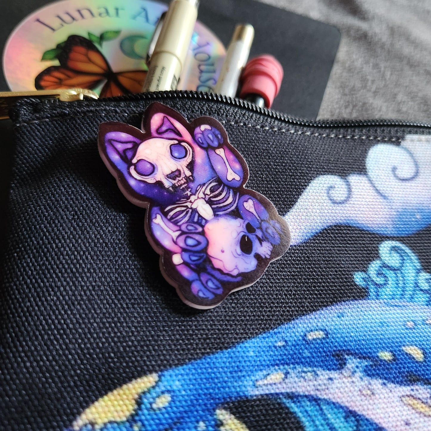 Skelly Cat Pin