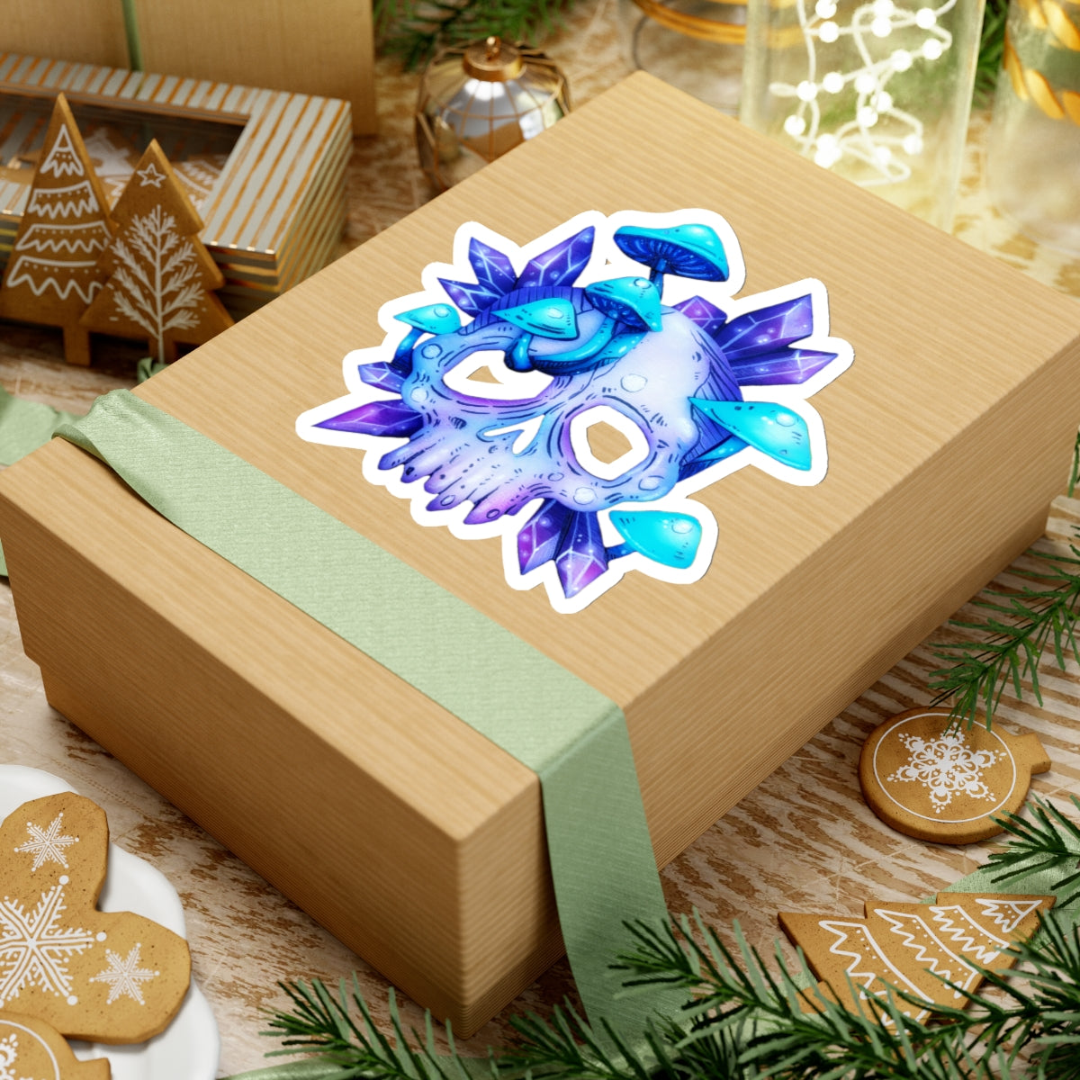 Crystal Mushroom Skull Sticker