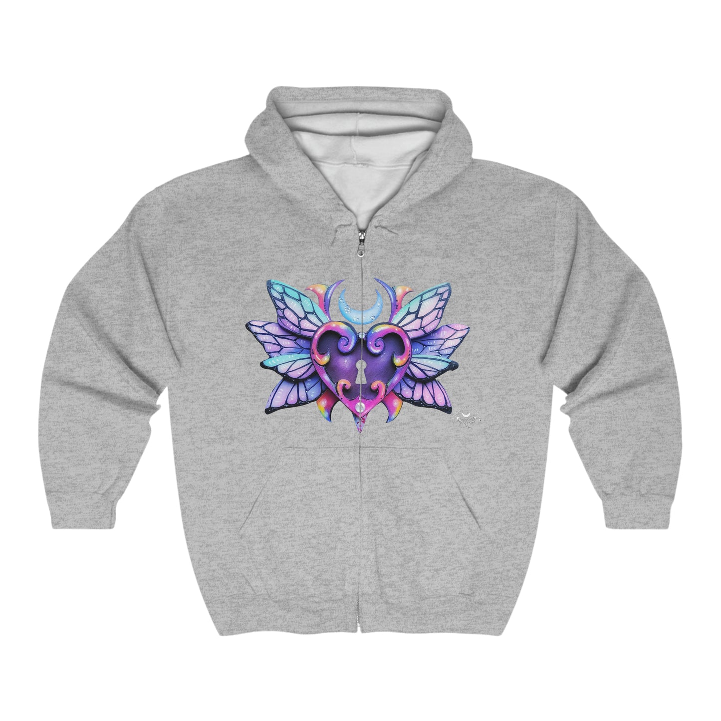 Butterfly Heart Lock Zip Up Sweatshirt