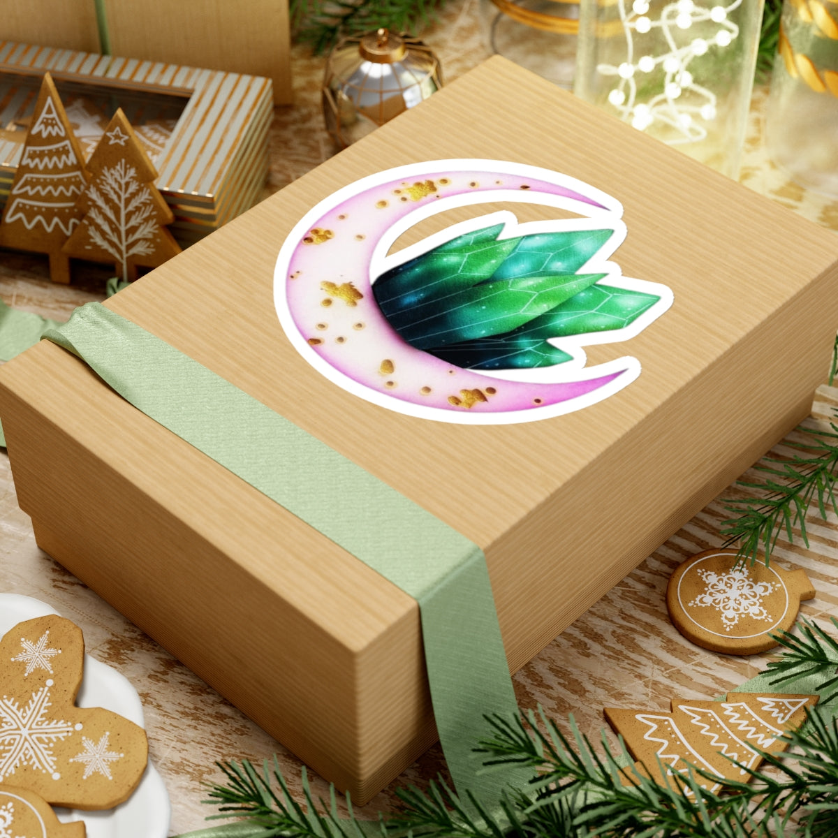 Emerald Crystal Moon Sticker