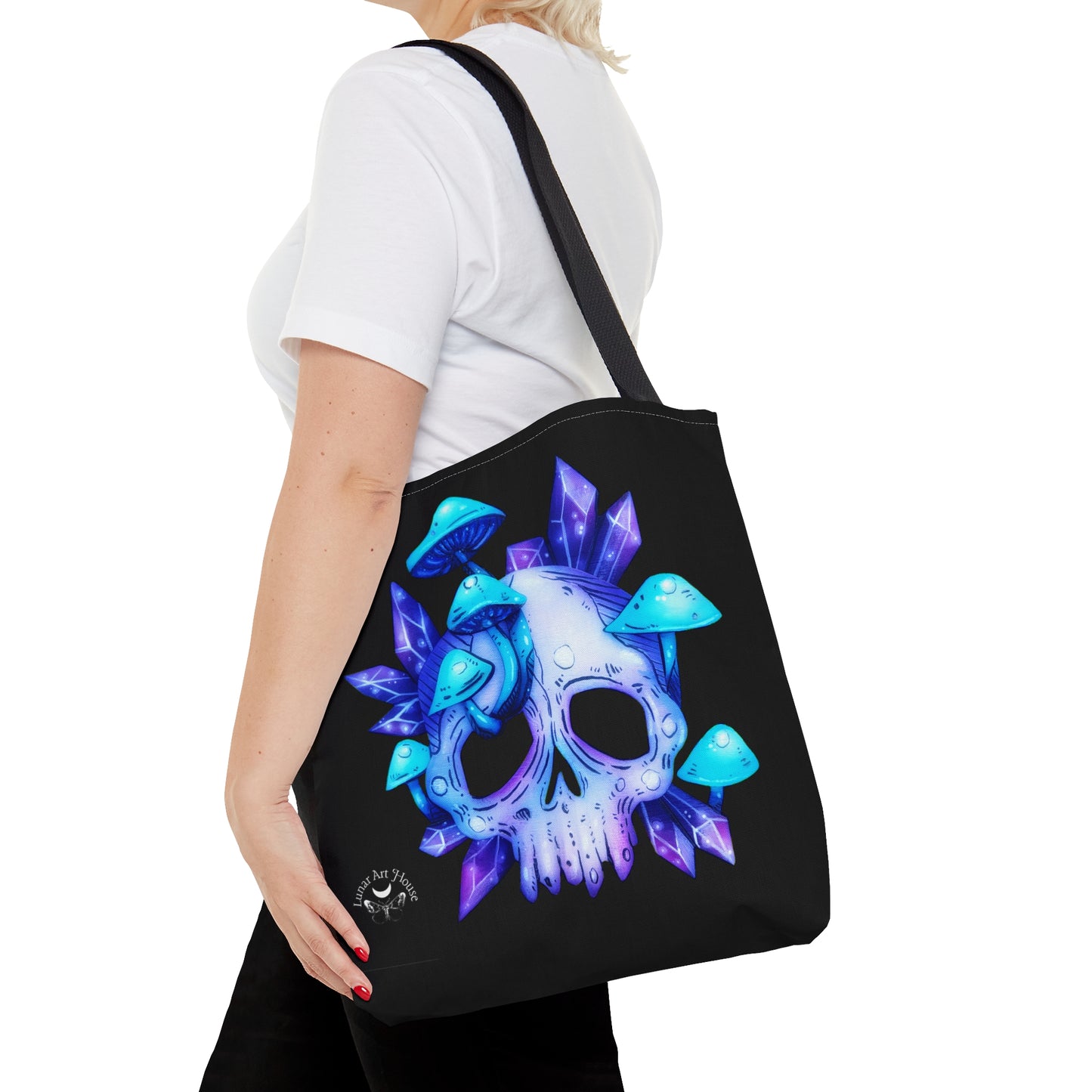 Crystal Mushroom Skull Tote Bag