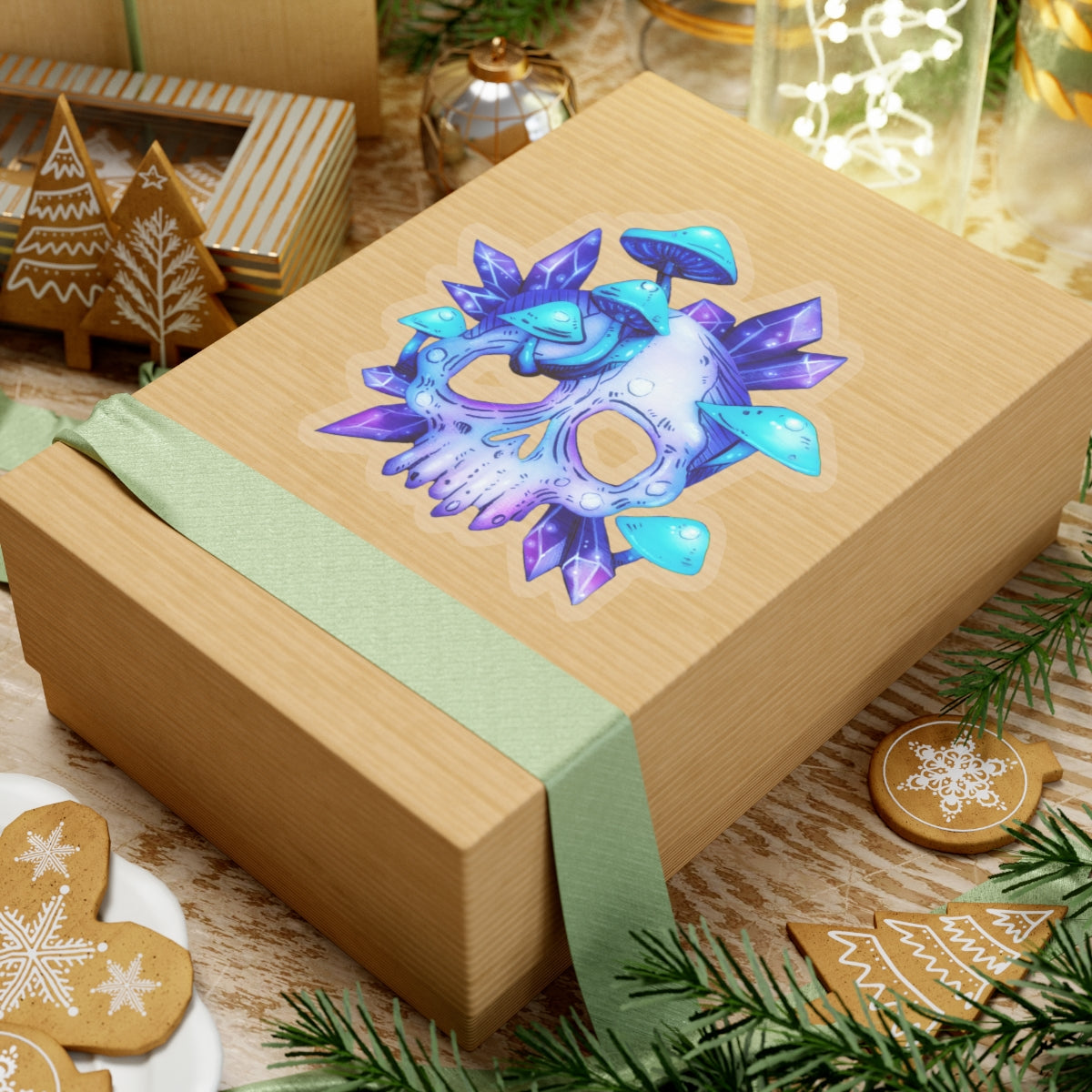 Crystal Mushroom Skull Sticker