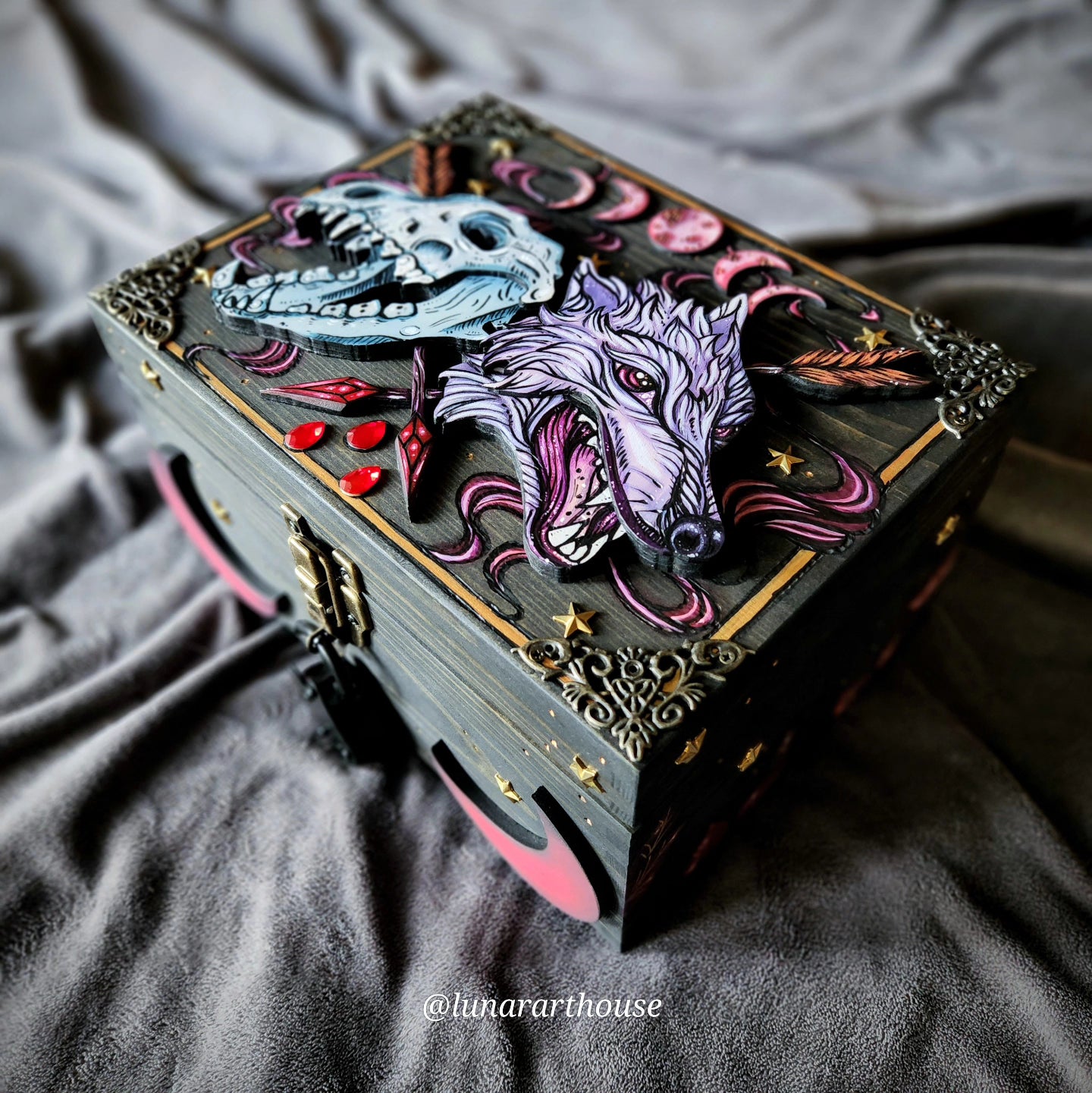 Blood Moon Wolf Hidden Key Box™ Made to Order