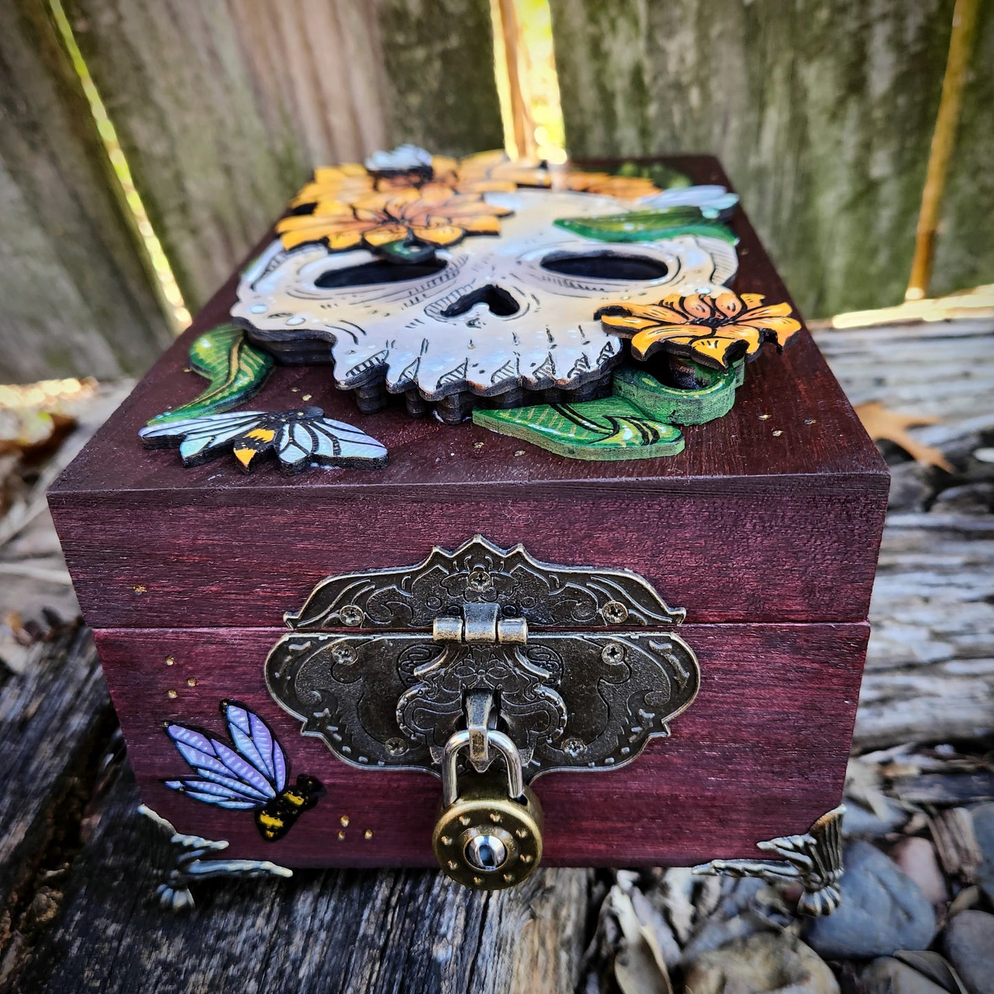 Sunflower Skull Hidden Key Box