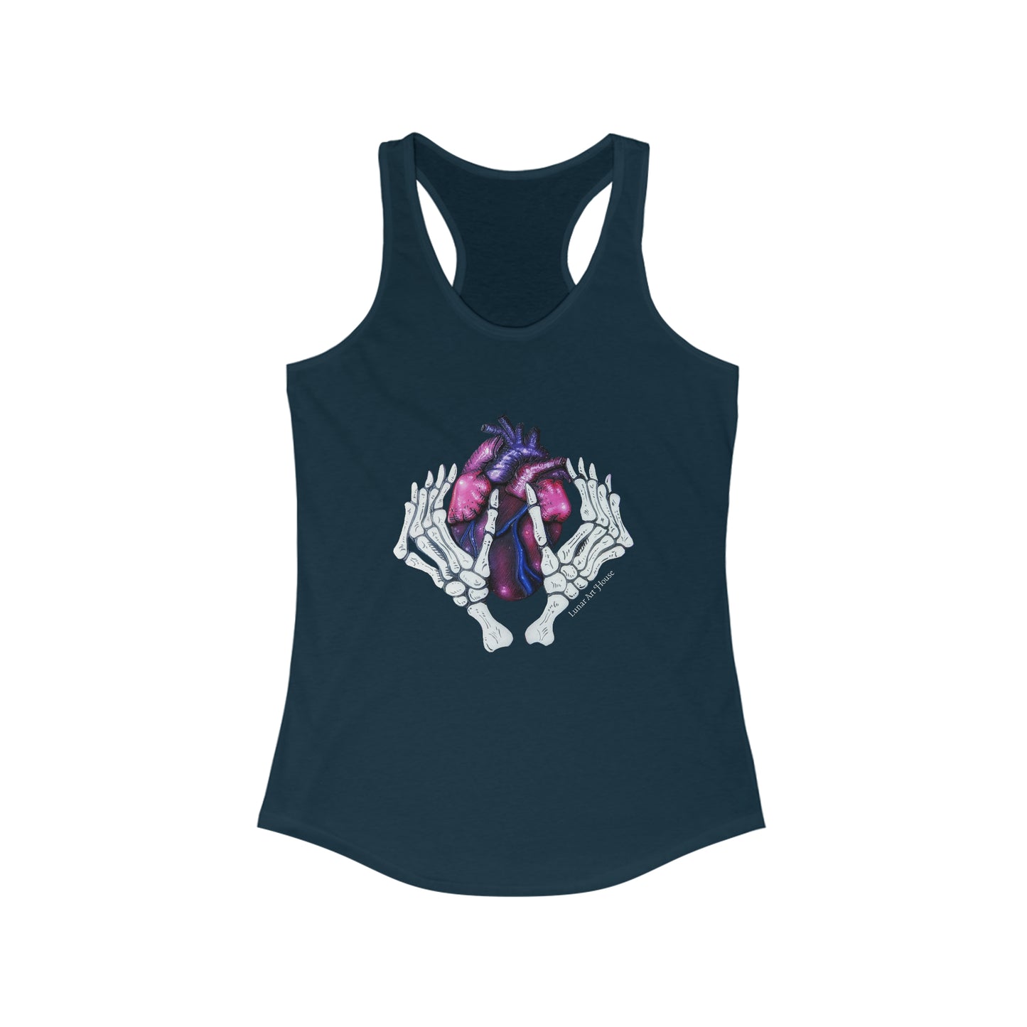Skelly Hands Holding Heart Racerback Tank