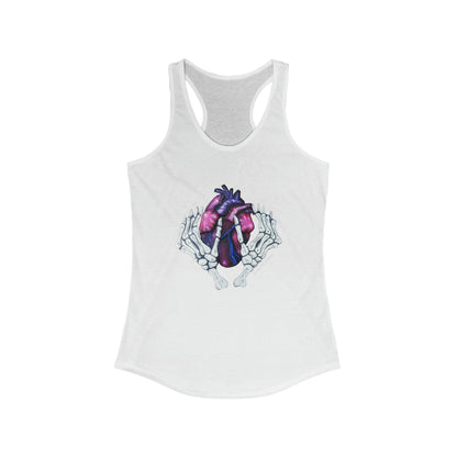 Skelly Hands Holding Heart Racerback Tank