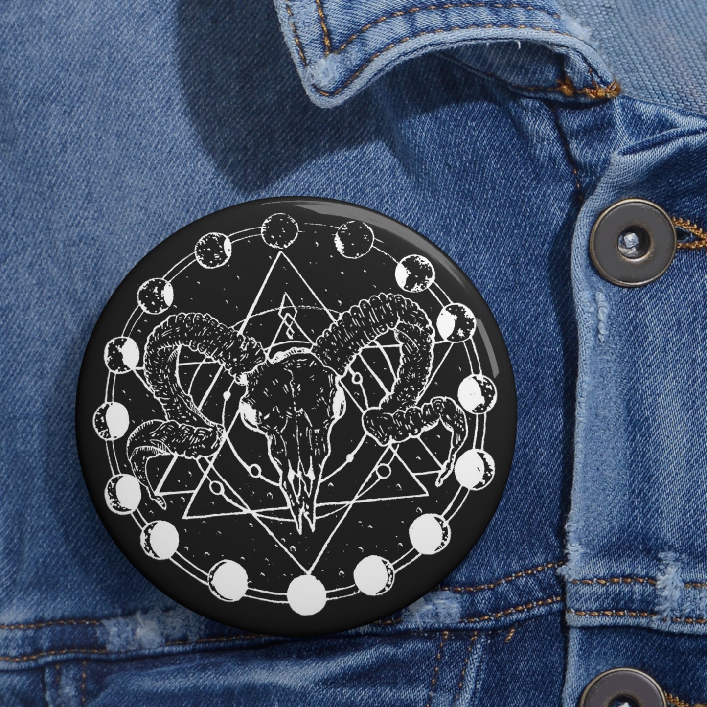 Moon Phase Ram Button Pin