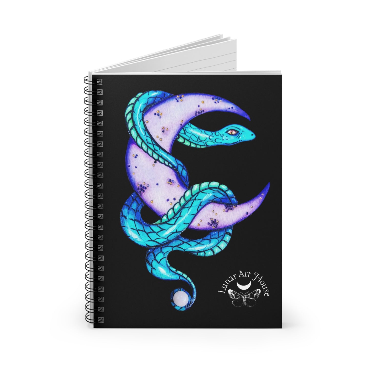 Teal Snake and Moon Notebook