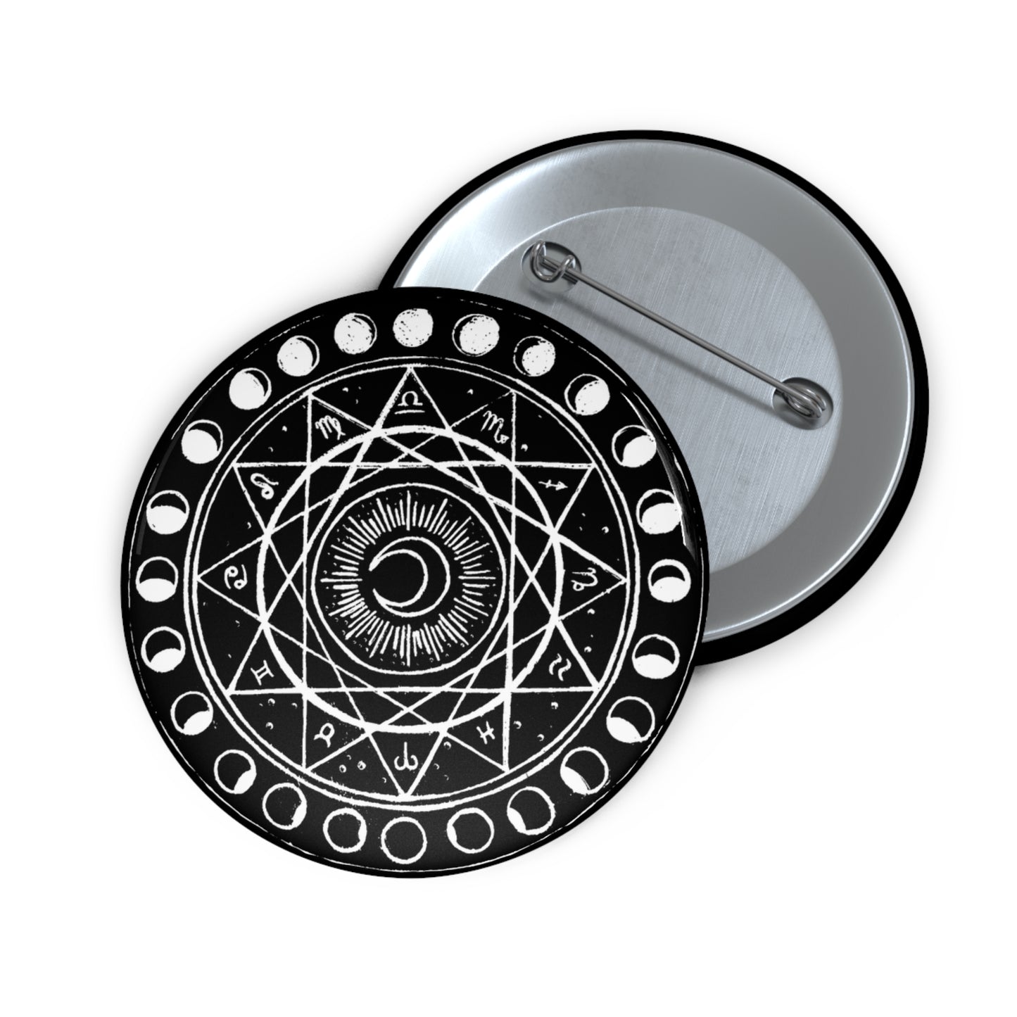 Zodiac Moon Phase Button Pin