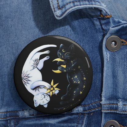 Yin Yang Cats Button Pin