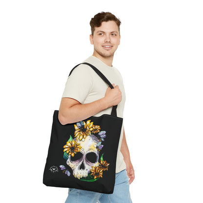 Sunflower Skull Tote Bag