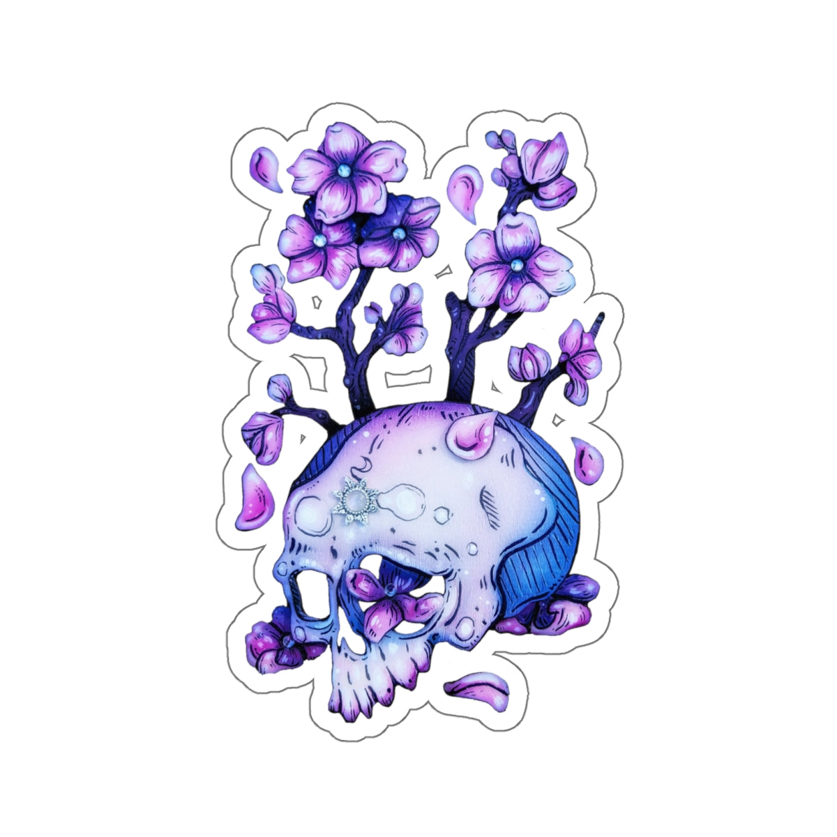 Cherry Blossom Skull Sticker