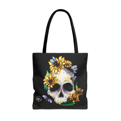 Sunflower Skull Tote Bag