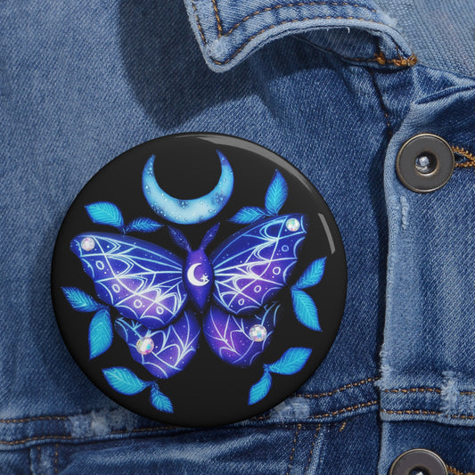 Galaxy Moth Button Pin