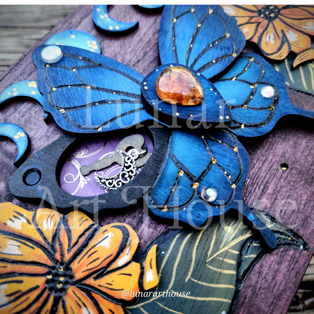 Sunflower Butterfly Hidden Key Box MADE TO ORDER