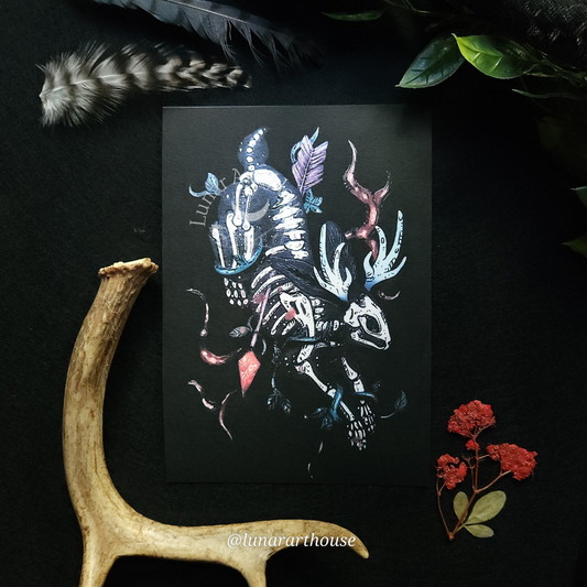 Skelly Jackalope Art Print 5x7