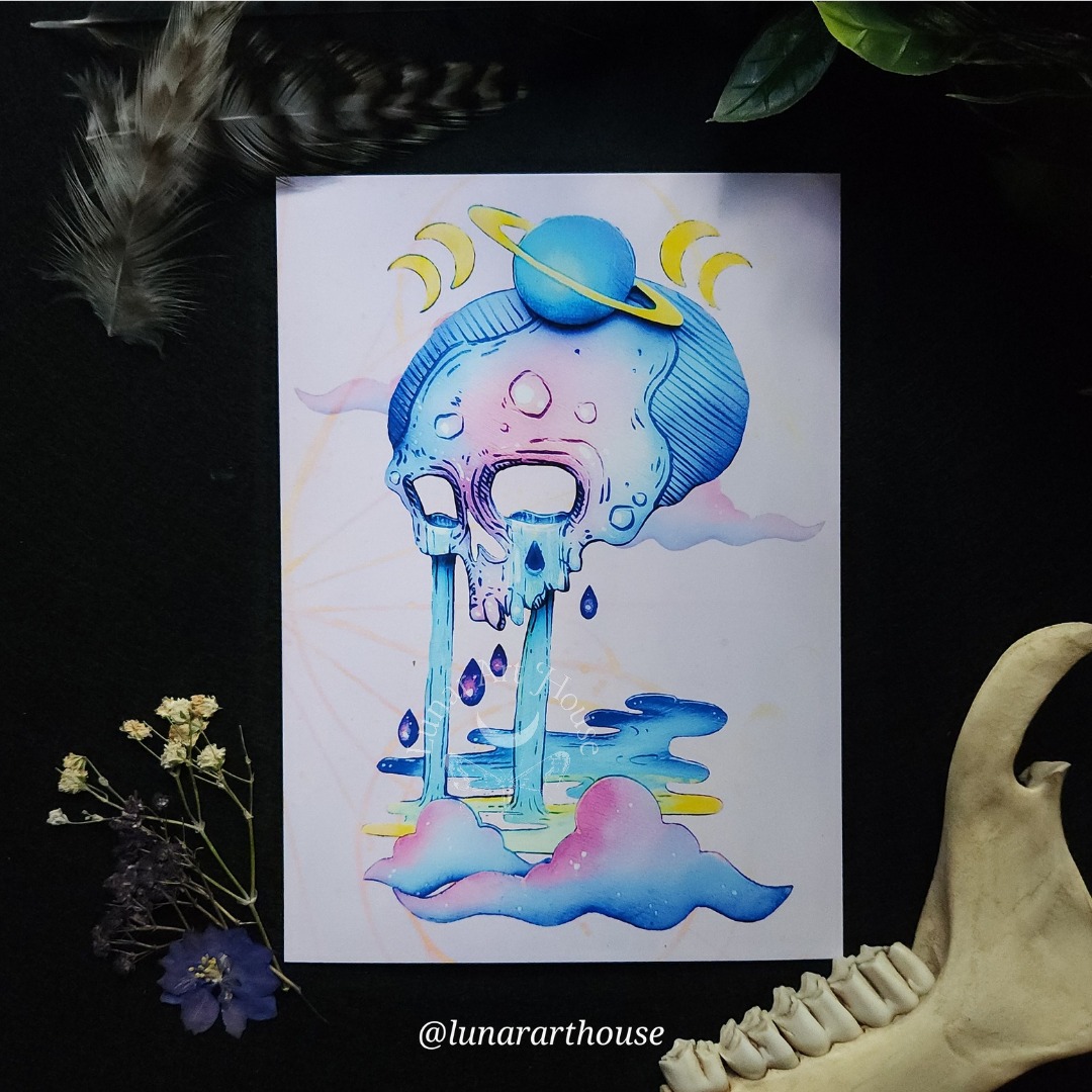 Sad Skull  Art Print 5x7