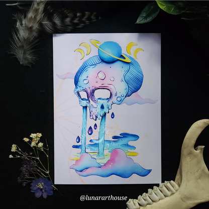 Sad Skull  Art Print 5x7