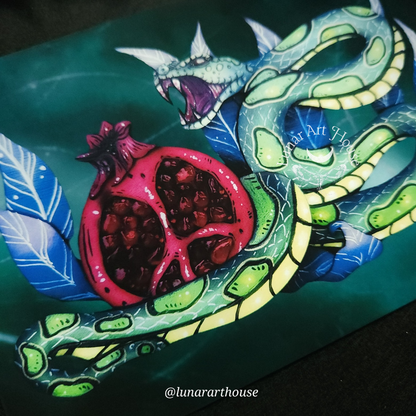 Snake and Pomegranate Art Print 5x7