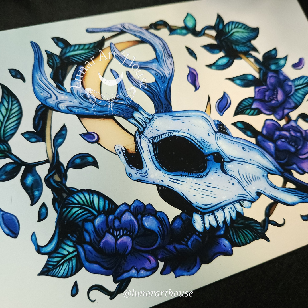 Floral Deer Art Print 5x7