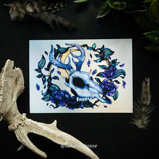 Floral Deer Art Print 5x7
