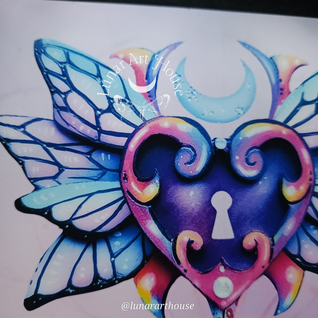 Winged Rainbow Heart Art Print 5x7