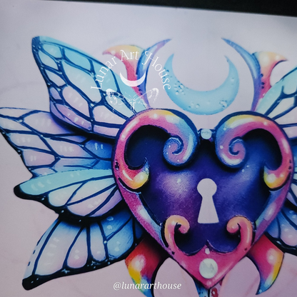 Winged Rainbow Heart Art Print 5x7