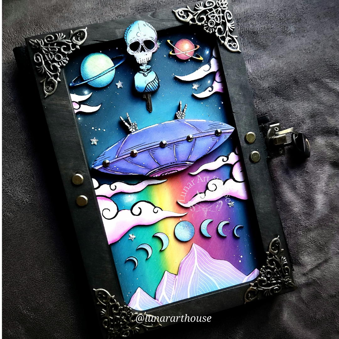 UFO Skull Hidden Key Journal MADE TO ORDER