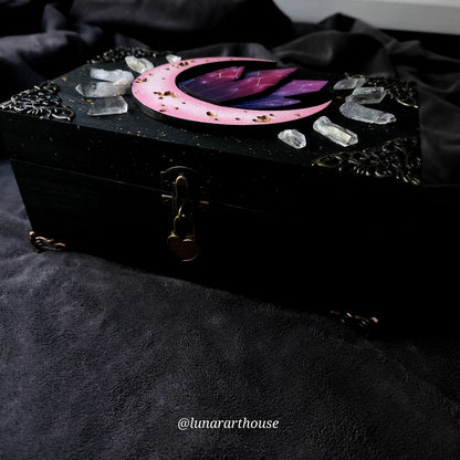 Quartz Crystal Moon Hidden Key Box