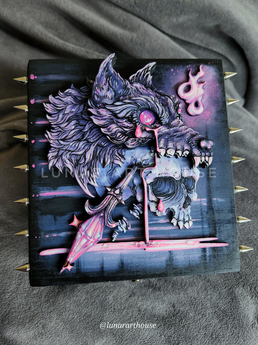 Sad Wolf and Skull Hidden Key Box