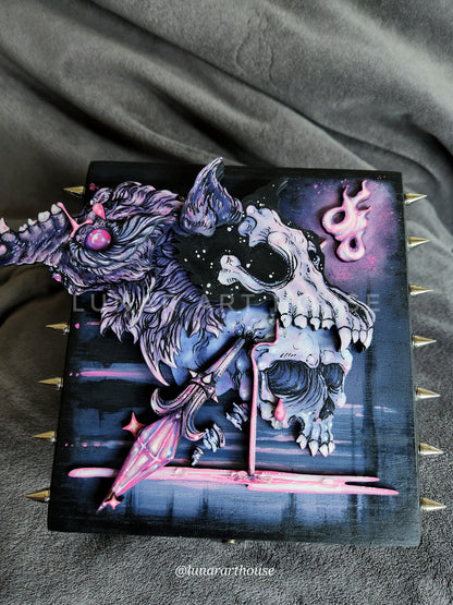 Sad Wolf and Skull Hidden Key Box