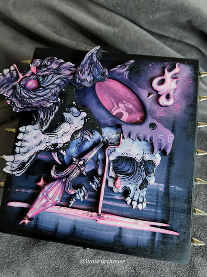 Sad Wolf and Skull Hidden Key Box