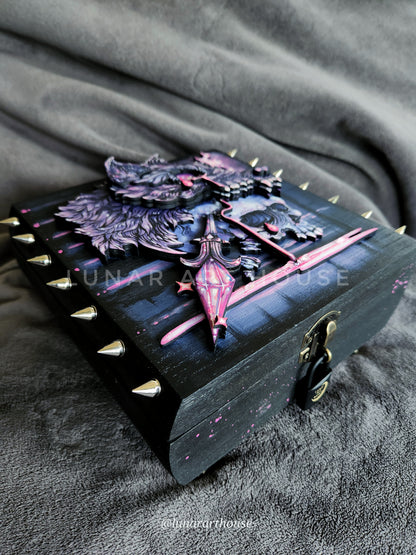 Sad Wolf and Skull Hidden Key Box