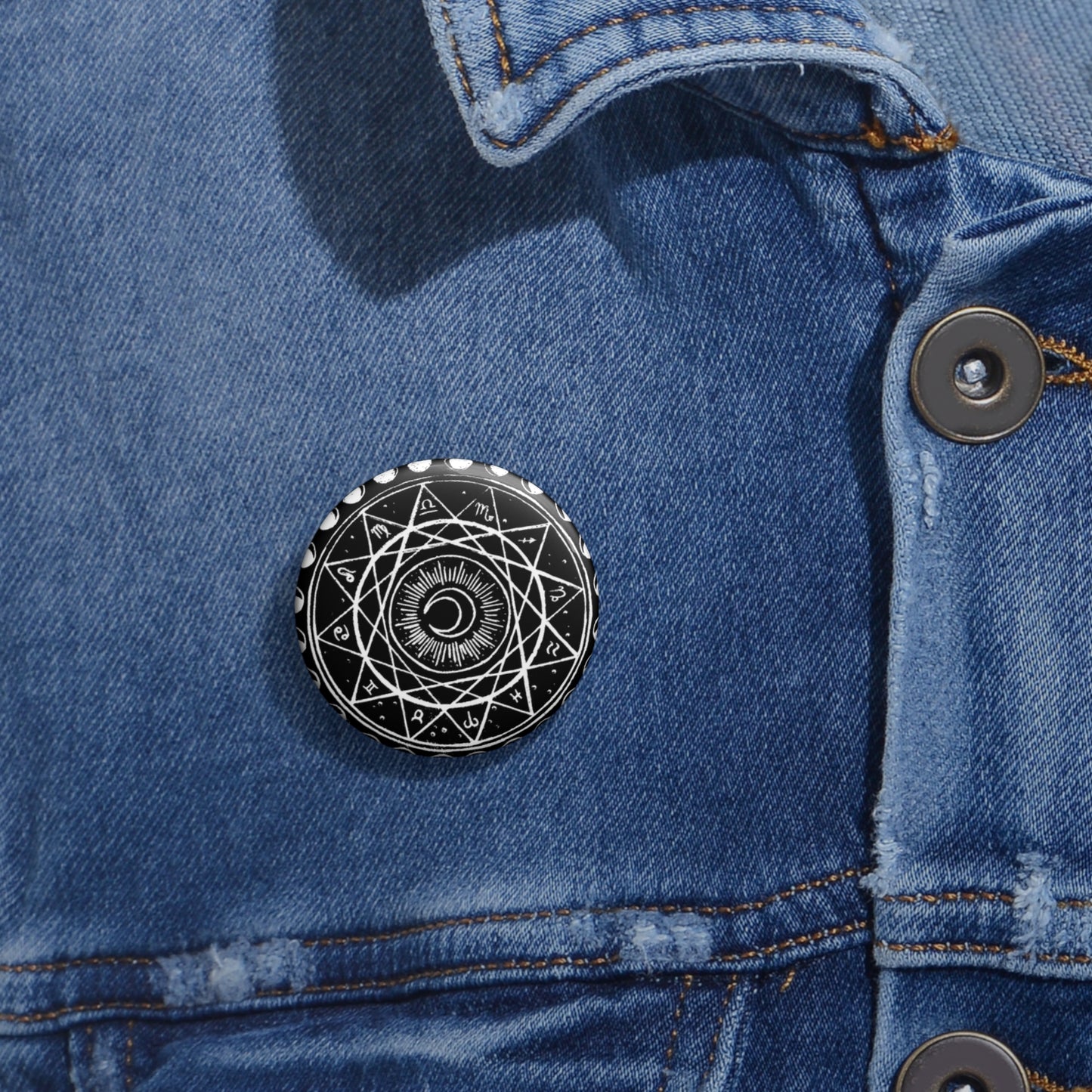 Zodiac Moon Phase Button Pin