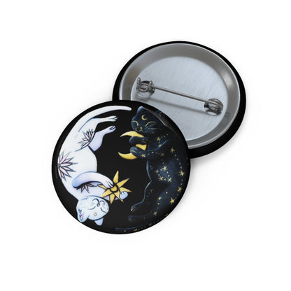 Yin Yang Cats Button Pin