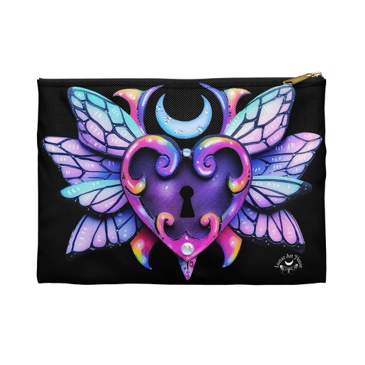 Winged Rainbow Heart Accessory Pouch