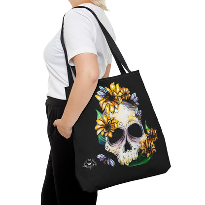 Sunflower Skull Tote Bag