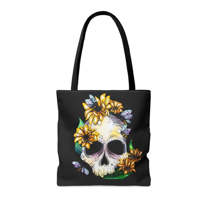 Sunflower Skull Tote Bag
